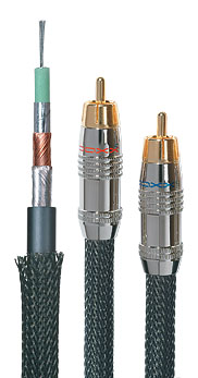 Межблочный аудио кабель с посеребренными жилами и тканевой оплеткой 2RCA - 2RCA DAXX R93-11 (1,1 метра)