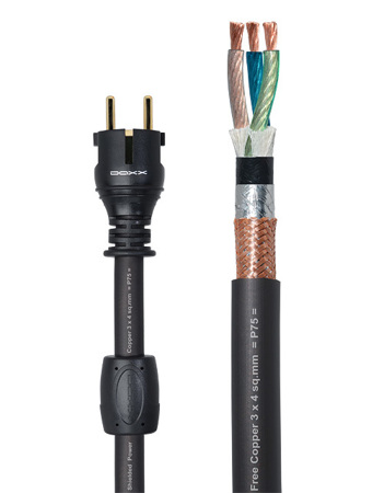 Экранированный сетевой силовой кабель в нарезку медный сечением 11 Ga (3 проводника по 4 мм2) в нарезку DAXX P75 (1 метр)